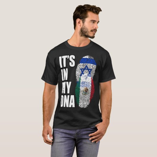 DNA-vlag voor het erfgoed van Israël en Mexico T-shirt (Voorkant volledig)