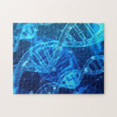 DNA-wetenschap blauwe cg-microscoop Legpuzzel (Horizontaal)