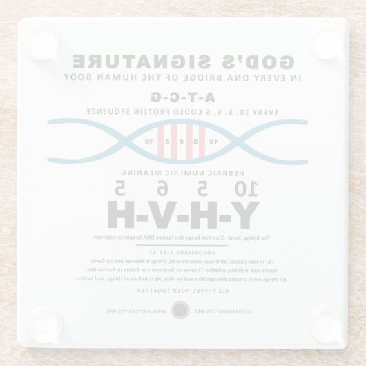 DNA-YHVH-code Glazen Onderzetter (Achterkant)