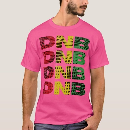 DNB Shirt Rood Geel Groen Abstract Drum N Bass (Voorkant)