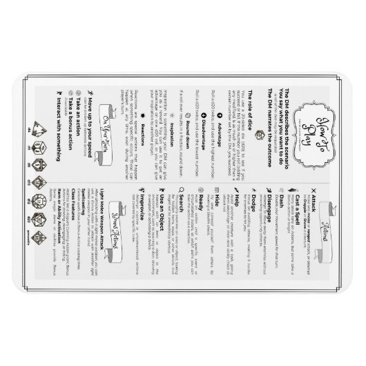 Dnd 5e editie Speler Cheatsheet Magneet (Horizontaal)