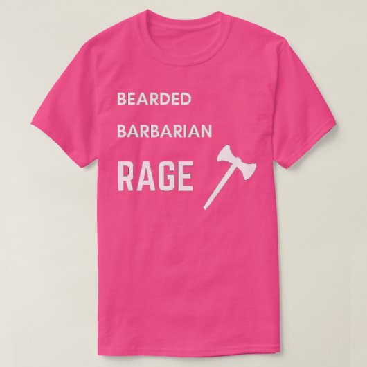 DnD Barbarian Bearded Rage White Text T-shirt (Design voorkant)
