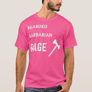 DnD Barbarian Bearded Rage White Text T-shirt