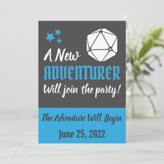 DnD Blue zwangerschap aankondiging (Staand voorkant)