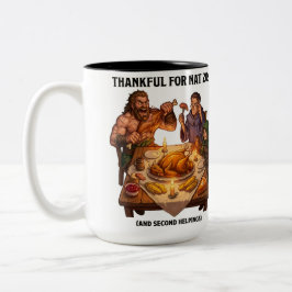 DnD-feestmaal met draak voor Thanksgiving Tweekleurige Koffiemok