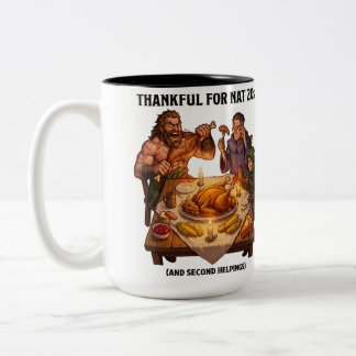 DnD-feestmaal met draak voor Thanksgiving Tweekleurige Koffiemok