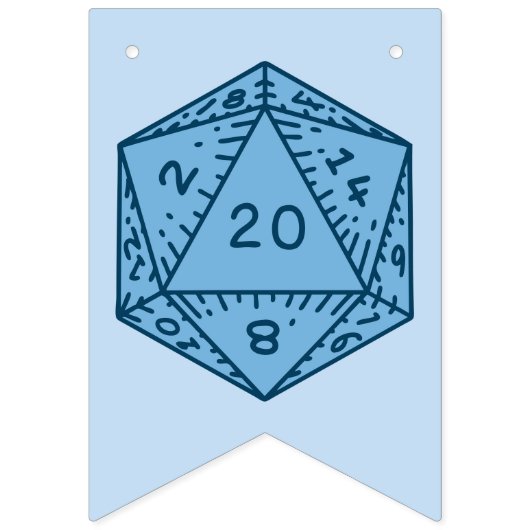 DnD Happy Birthday Blue D20 Dungeons & Dragons Vlaggetjes (Eerste vlag)
