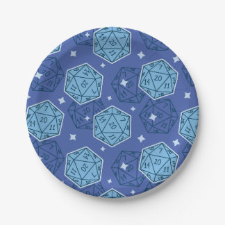 DnD Party Dungeons & Dragons D20 Blue Paper Borden Papieren Bordje