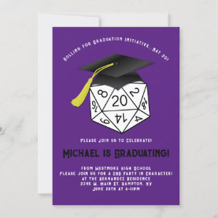 DND Roll Play Dice Graduation Party Uitnodiging