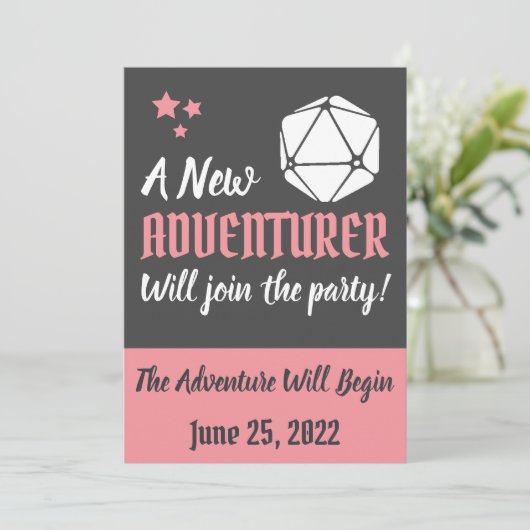 DnD roze zwangerschap aankondiging (Staand voorkant)