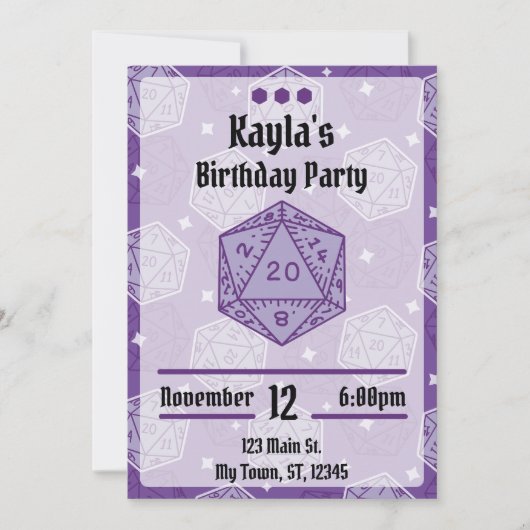 DnD Verjaardagsfeest DnD D20 Dice Kaart (Voorkant)