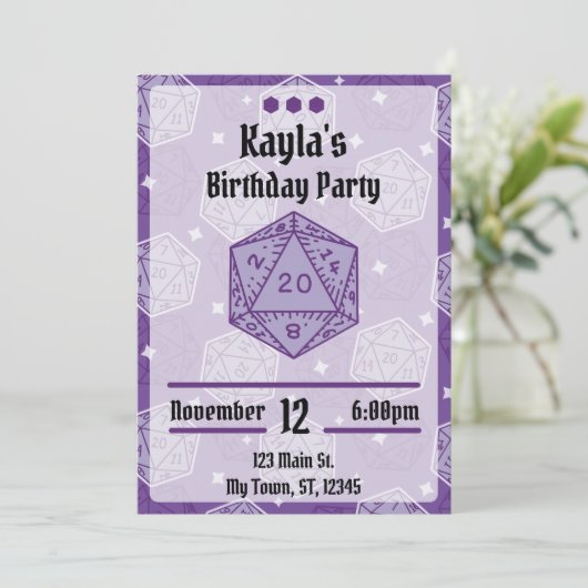 DnD Verjaardagsfeest DnD D20 Dice Kaart (Staand voorkant)