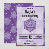 DnD Verjaardagsfeest DnD D20 Dice Kaart (Voorkant / Achterkant)