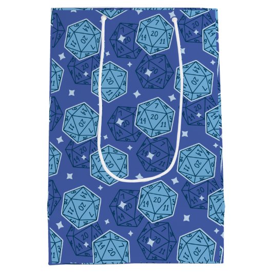 DnD Verjaardagsfeestje Dungeons & Dragons D20 Blau Medium Cadeauzakje (Achterkant)