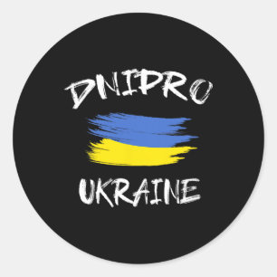 Dnipro Oekraine Souvenir Oekraïense Land Vlag Bru Ronde Sticker