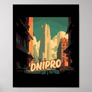 Dnipro Retro Oekraïne Vintage Oekraïense Reizende  Poster