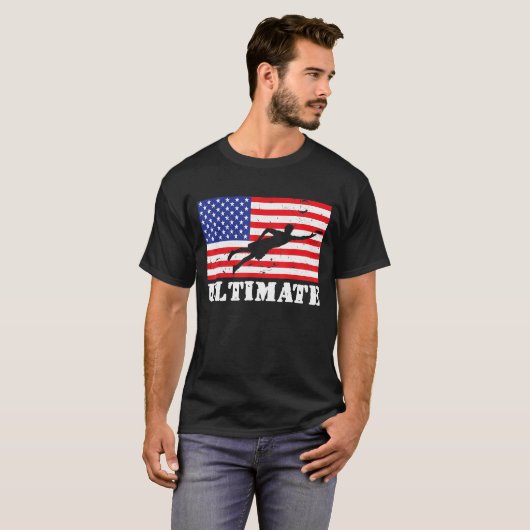 Dnood Ultimate Frisbee Usa American Flag Vint T-shirt (Voorkant volledig)