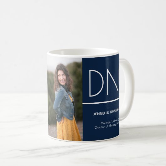 DNP Blue White Afstuderen Photo Keepomwille Coffee Koffiemok (Voorkant rechts)
