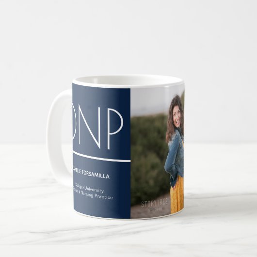 DNP Blue White Afstuderen Photo Keepomwille Coffee Koffiemok (Voorkant links)