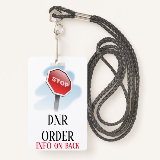 DNR-badge met lanyard Badge (Voorkant met draagriem)