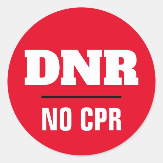 DNR Geen CPR medische waarschuwing Ronde Sticker (Voorkant)