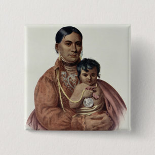 Do-Hon-Go, een Osage Woman Vierkante Button 5,1 Cm