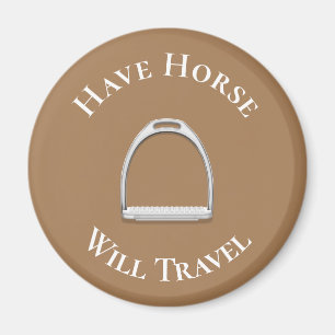 "Do Horse Will Travel" Engels Stirrup Brown Magneet