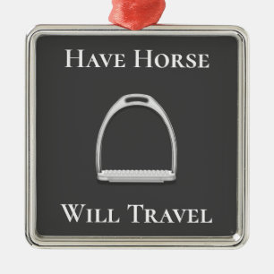 "Do Horse Will Travel" Engels Stirrup Iron Gray Metalen Ornament