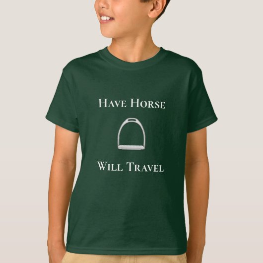 "Do Horse Will Travel" Engels Stirrup Iron T-shirt (Voorkant)