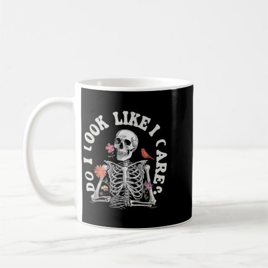 Do I Look Like I Care - Funny Skeleton Humor Koffiemok (Links)