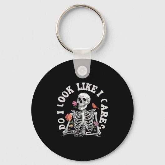 Do I Look Like I Care - Funny Skeleton Humor  Sleutelhanger (Voorkant)