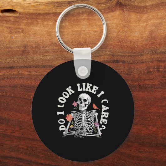 Do I Look Like I Care - Funny Skeleton Humor Sleutelhanger (Voorkant)