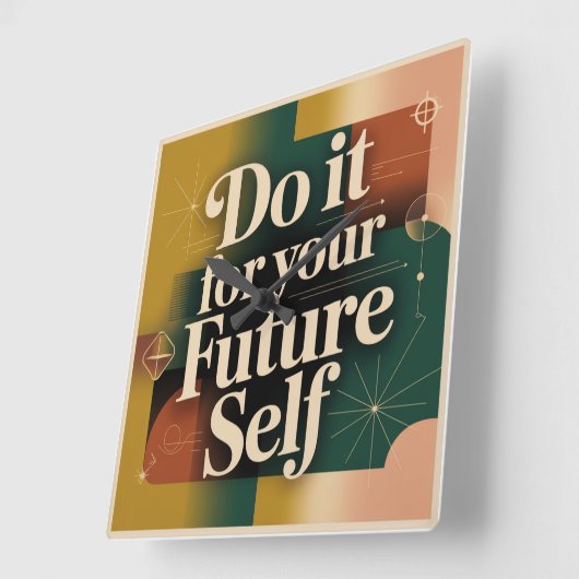 Do It For Your Future Self Vierkante Klok (Hoek)