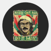 Do It Funny Chit-mas Christmas Santa Hat  Ronde Sticker (Voorkant)