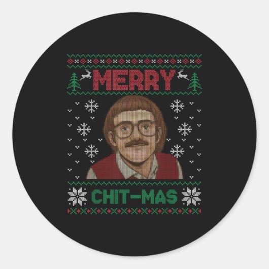Do It Funny Chit-mas Christmas Xmas  Ronde Sticker (Voorkant)