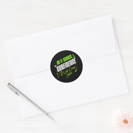 Do It Scared - Motivational Confidence Inspiration Ronde Sticker (Envelop)