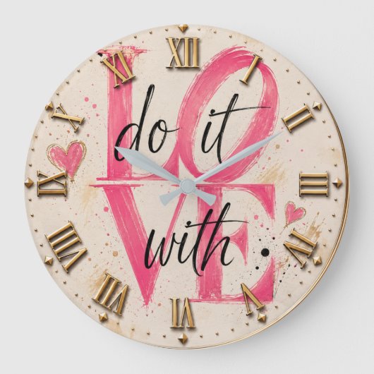 Do It with Love Pink Typography Romantic Modern Grote Klok (Voorkant)