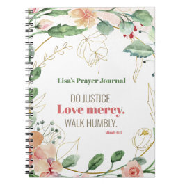 Do Justice Floral Micah 6:8 Gepersonaliseerd Gebed Notitieboek