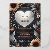 Do Maroon Traditionele Herfst Paar Bourgondië Brui Folie Uitnodiging (Voorkant)