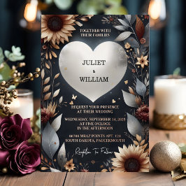 Do Maroon Traditionele Herfst Paar Bourgondië Brui Folie Uitnodiging