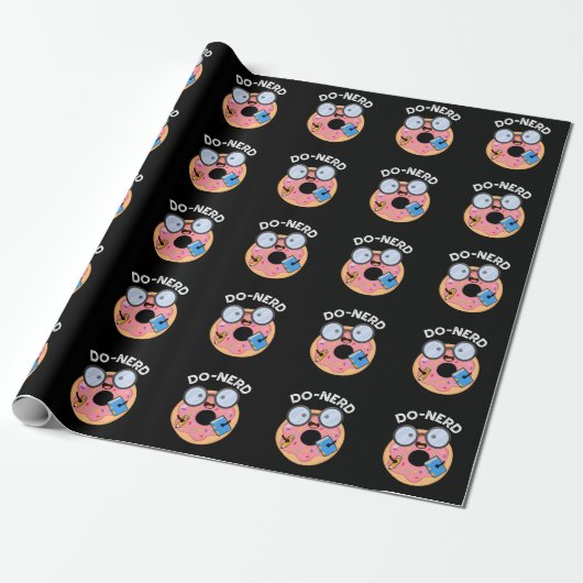 Do-nerd Funny Nerdy Donut Pun Dark BG Cadeaupapier (Uitgerold)