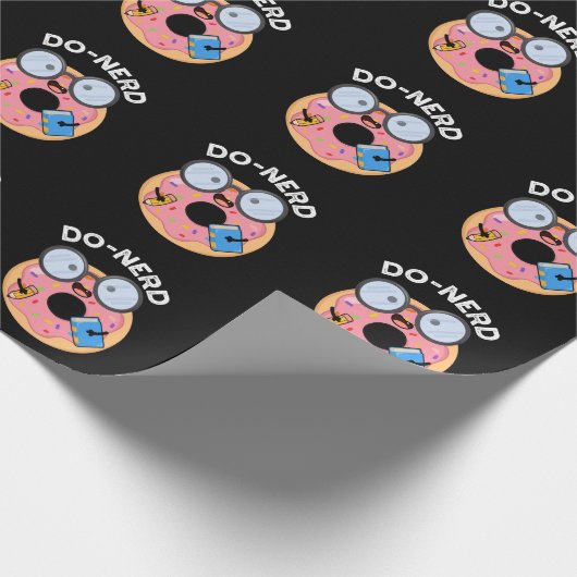 Do-nerd Funny Nerdy Donut Pun Dark BG Cadeaupapier (Hoek)