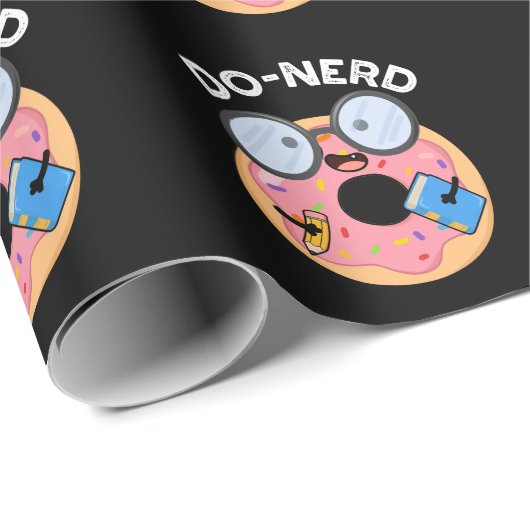 Do-nerd Funny Nerdy Donut Pun Dark BG Cadeaupapier (Rol Hoek)