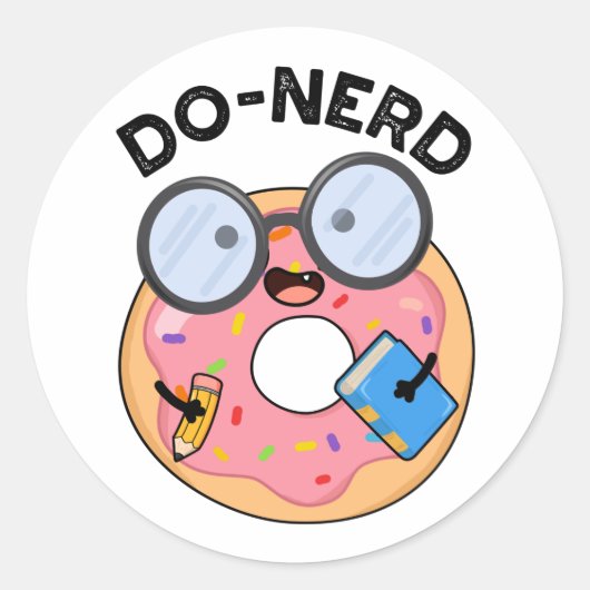 Do-nerd Funny Nerdy Donut Pun Ronde Sticker (Voorkant)