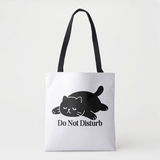 Do Not Disturb Black Cat Tote Bag Cute Lazy Cat (Voorkant)