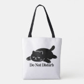 Do Not Disturb Black Cat Tote Bag Cute Lazy Cat (Achterkant)