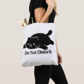 Do Not Disturb Black Cat Tote Bag Cute Lazy Cat (Dichtbij)
