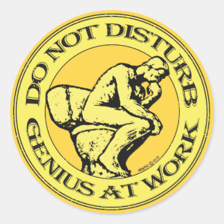 Do Not Disturb, Genius At Work (Colour stamp) Ronde Sticker