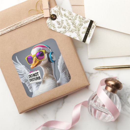 Do Not Disturb Goose Vierkante Sticker (Geschenken)