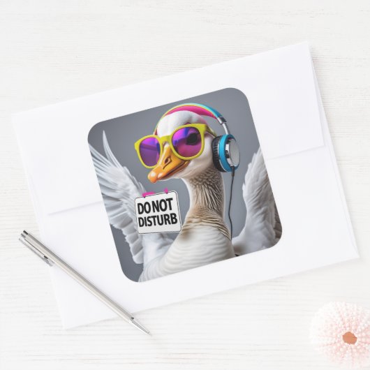 Do Not Disturb Goose Vierkante Sticker (Envelop)